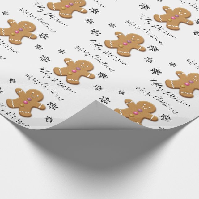 Papier Cadeau Cute Joyeux Noël homme en pain d'épice personnalis (Coin)