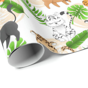 Papier Cadeau Cute Jungle chats Variété d'animaux sauvages envel
