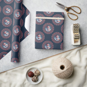 Papier Cadeau Cute Kawaii Christmas Fox Polka Dot Mandala