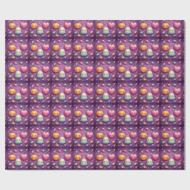 Papier Cadeau Cute Kawaii Halloween Wrapping Paper (Plat)