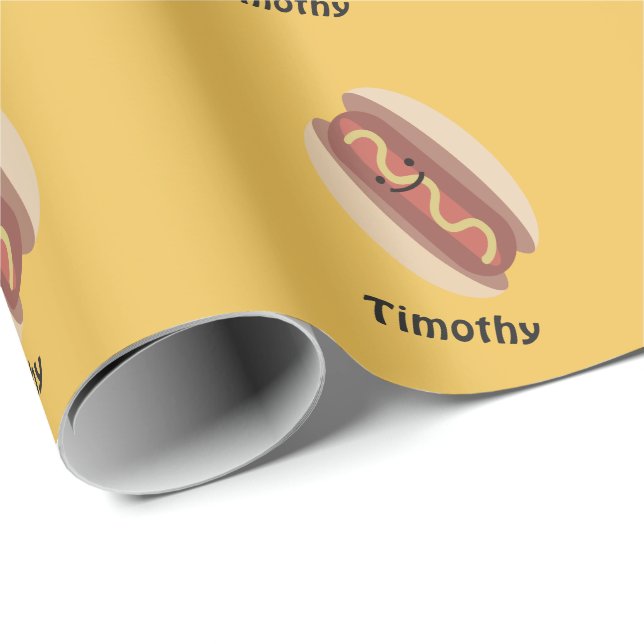 Papier Cadeau Cute Kawaii Hot Dog (Coin rond)