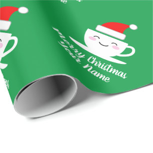 Papier Cadeau Cute kawaii Père Noël Caricature tasse de café 