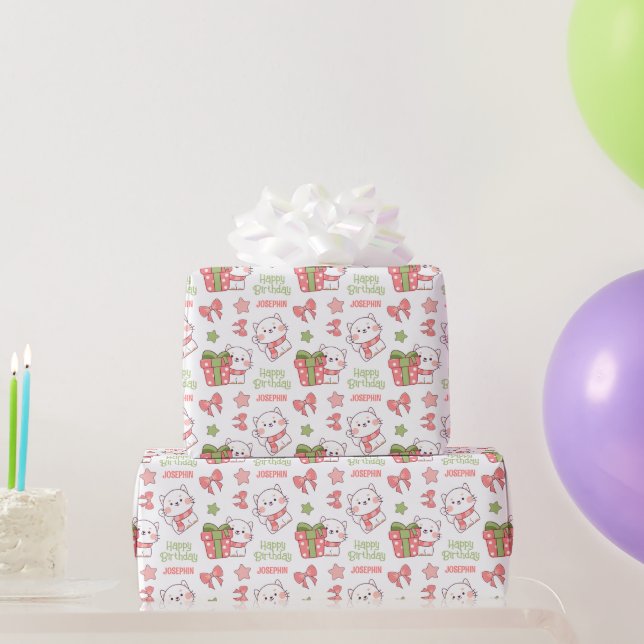 Papier Cadeau Cute Kitty Anniversaire de enfant de ruban cadeau (Cadeaux de fête)