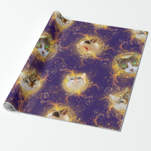 Papier Cadeau Cute Kitty Cat - Royal Purple