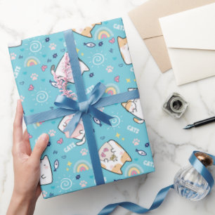 Papier Cadeau Cute Kitty Chats Motif Whimsical