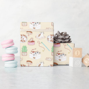 Papier Cadeau Cute Kitty Motif En Papier Peint Beige