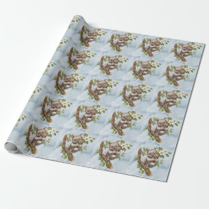 Papier Cadeau Cute Koala Bear Baby shower d'aquarelle bleu