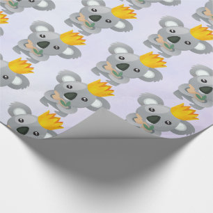 Papier Cadeau Cute Koala dans une couronne d'or