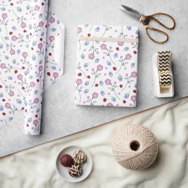 Papier Cadeau Cute Ladybug Polka dot Daisy Flower Russe Motif (Artisanat)