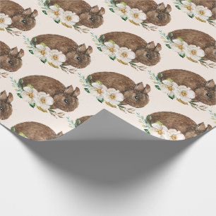 Papier Cadeau Cute lapin Lapin Aquarelle Florale Pâques Moderne