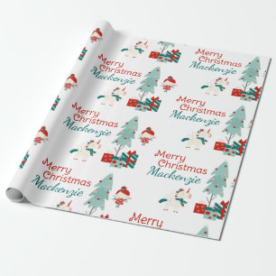 Papier Cadeau Cute licorne et fée Nom personnalisé Joyeux Noël