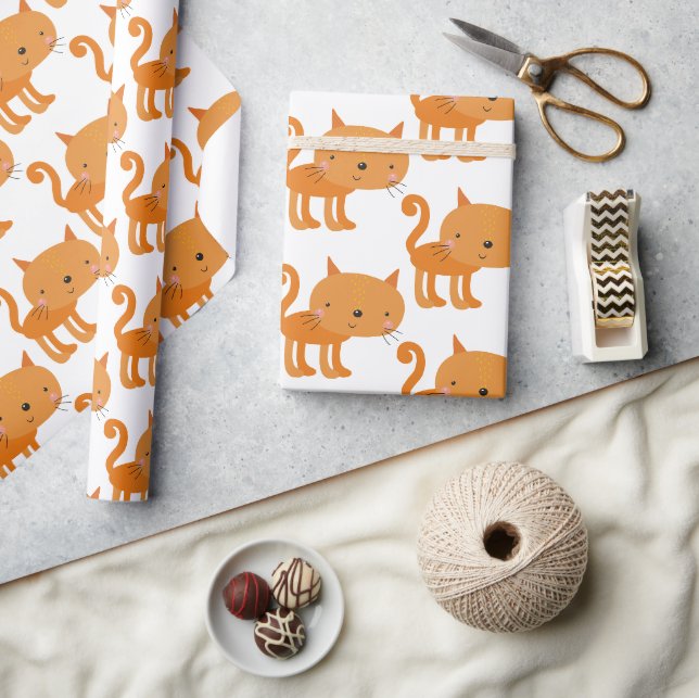 Papier Cadeau Cute Little Ginger Chat - Papier d'enveloppement p (Artisanat)