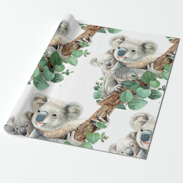Papier Cadeau Cute Little Koala Ours Animal Australien Art Ce (Déroulé)