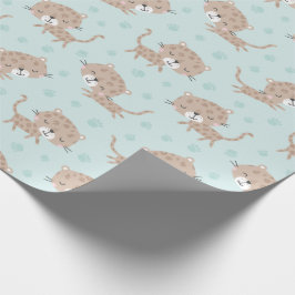Papier Cadeau Cute Little Leopards et les empreintes de menthe
