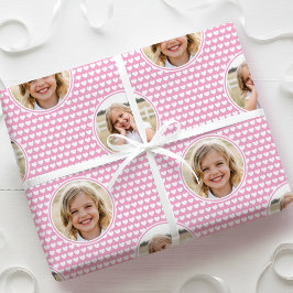 Papier Cadeau Cute Love Heart 2 Photo Pretty Pink Pattern