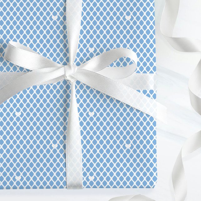 Papier Cadeau Cute Love Heart Lattice Mesh Pretty Blue Birthday (Créateur téléchargé)