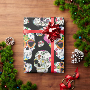 Papier Cadeau Cute mexicaine coloré crânes de sucre le jour de l