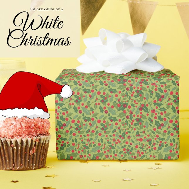 Papier Cadeau Cute Moderne Mistletoe Hollyberry (Créateur téléchargé)