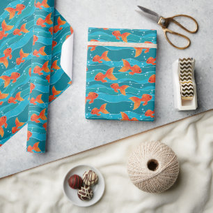 Papier Cadeau Cute Motif de natation Goldfish & Water