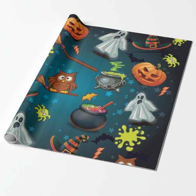 Papier Cadeau Cute motif Halloween (Déroulé)