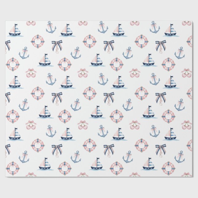 Papier Cadeau Cute Nautique et Coquette Infusion! (Plat)