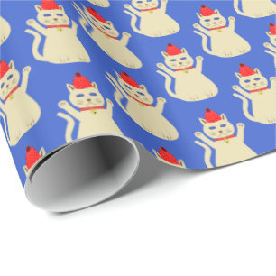 Papier Cadeau Cute Noël Chat Motif