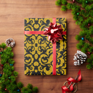 Papier Cadeau Cute noir doré motifs floraux sans couture Coque-M