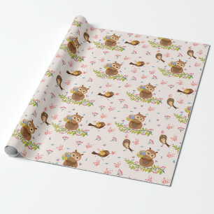 Papier Cadeau Cute Owl Motif