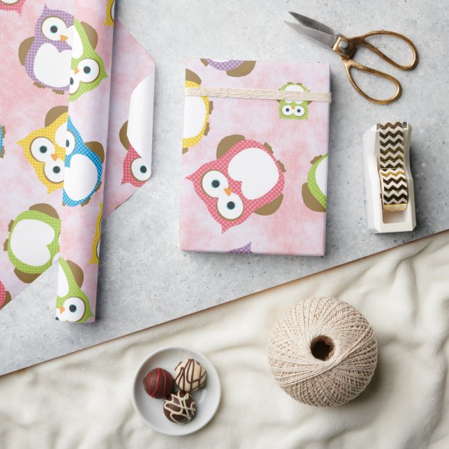 Papier Cadeau Cute Owls, Owl Pattern, Colorful Owls, Baby Owls (Artisanat)