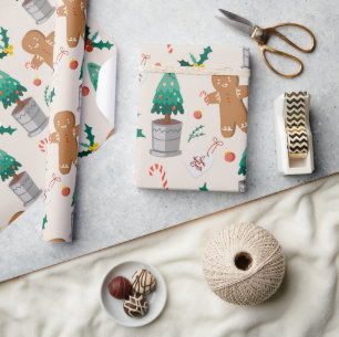 Papier Cadeau Cute pain d'épices homme Sucre de canne Noël