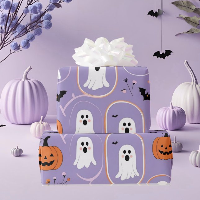 Papier Cadeau Cute Pastel Ghost & Halloween Citrouille (Créateur téléchargé)