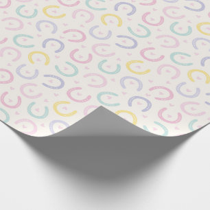 Papier Cadeau Cute Pastel Horseshoes et coeurs sur la crème