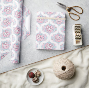 Papier Cadeau Cute Pastel Kawaii Bunny Dot Mandala Retro Ogee