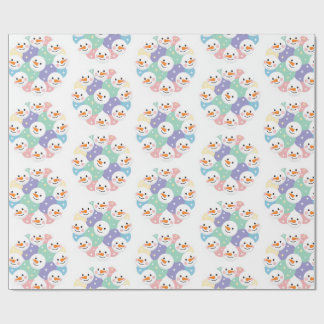 Papier Cadeau Cute Pastel Snowman Heads Seamless