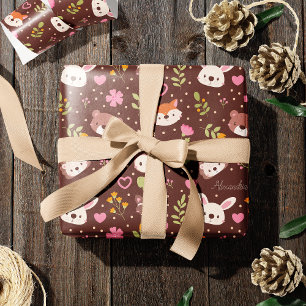 Papier Cadeau Cute Personnalisé Bois Animaux Motifs Enfants