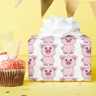 Papier Cadeau Cute Pink Pig Farm Animal Cartoon