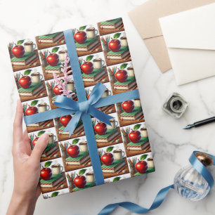 Papier Cadeau Cute Professeur livres motif carrelé de café