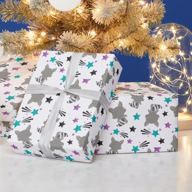 Papier Cadeau Cute Raccoon Motif (Vacances)