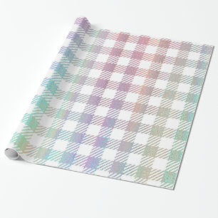 Papier Cadeau Cute Rainbow Iridescente En vichy Motif