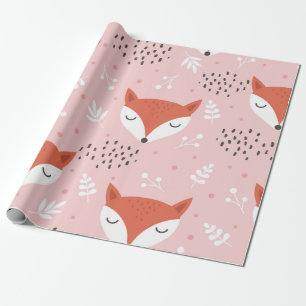 Papier Cadeau Cute renard sans couture motif, loup dessiné à la