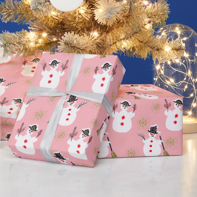 Papier Cadeau Cute Retro Frosty Or Rose (Vacances)