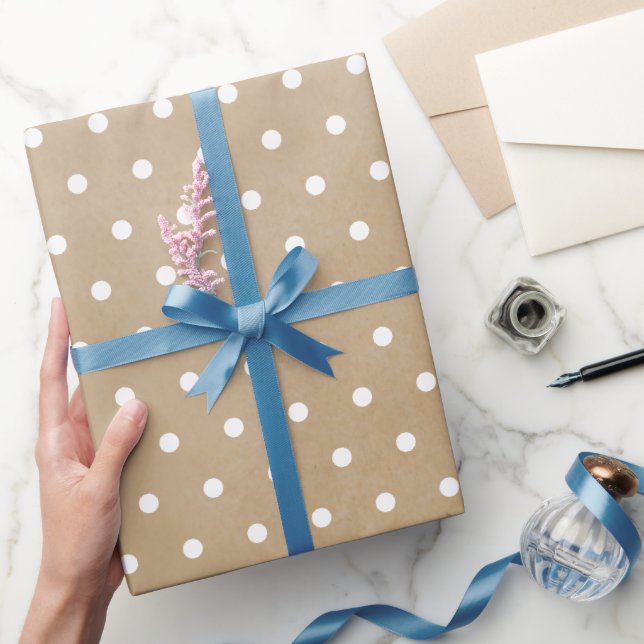 Papier Cadeau Cute Retro Simple Pois blancs sur Faux Kraft (Cadeaux)