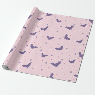 Papier Cadeau Cute rose Halloween chauve Motif avec Pois