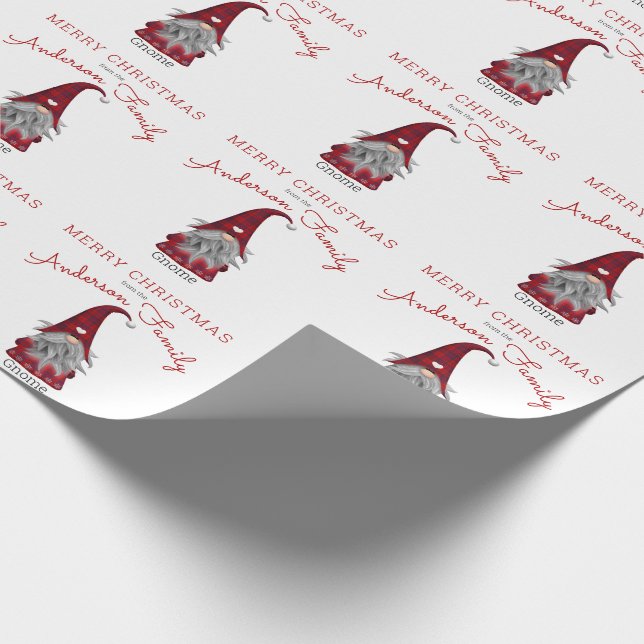 Papier Cadeau Cute Rustic Joyeux Noël Famille Gnome Accueil (Coin)