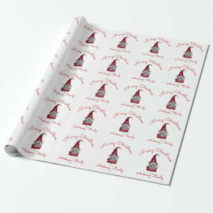 Papier Cadeau Cute Rustic Personnalisé Joyeux Noël Gnome