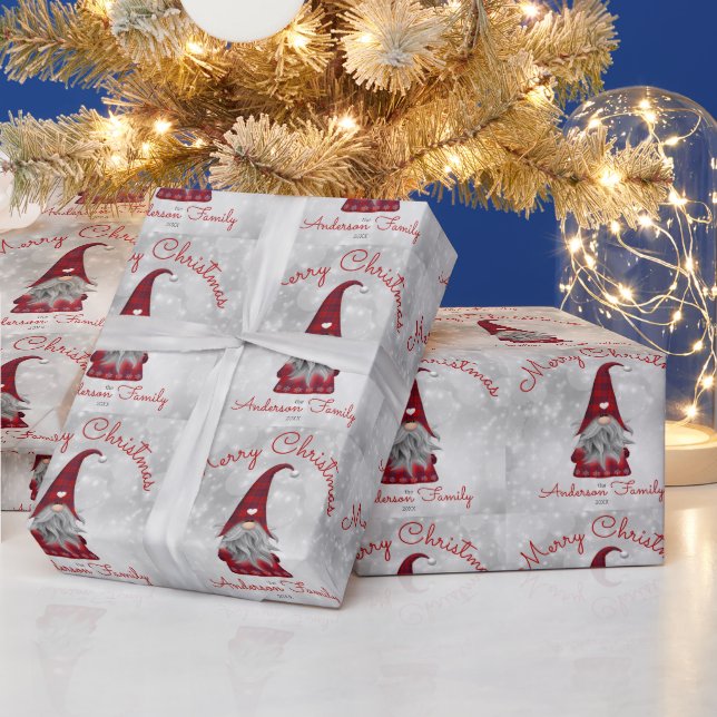 Papier Cadeau Cute Rustic Personnalisé Joyeux Noël Gnome (Vacances)