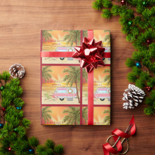 Papier Cadeau Cute RV Camper Warmest Warmest Beach Noël