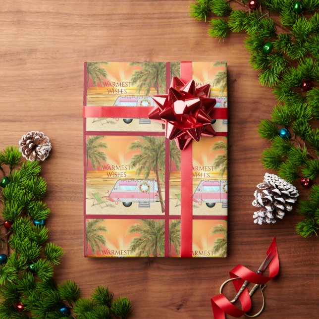 Papier Cadeau Cute RV Camper Warmest Warmest Beach Noël (Cadeau de vacances)