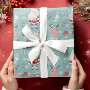 Papier Cadeau Cute Santa Claus Reindeer Animaux Personnalisés