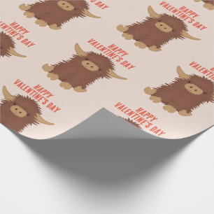 Papier Cadeau Cute, shaggy Highland classe de vache Valentine